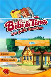 Title screen of Bibi And Tina - Das Grosse Unwetter on the Nintendo DS.