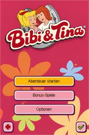 Title screen of Bibi and Tina - Jump and Ride on the Nintendo DS.