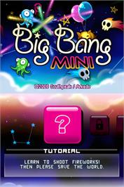 Title screen of Big Bang Mini on the Nintendo DS.