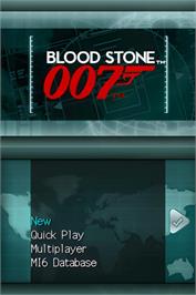 Title screen of Blood Stone 007 on the Nintendo DS.