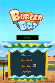 Title screen of Burger Bot on the Nintendo DS.