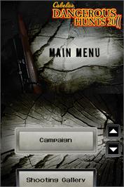 Title screen of Cabela's Dangerous Hunts 2011 on the Nintendo DS.