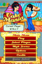 Title screen of Cake Mania on the Nintendo DS.