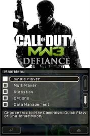 Title screen of Call Of Duty - Modern Warfare 3 - Defiance on the Nintendo DS.