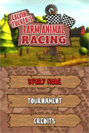 Title screen of Calvin Tucker's Redneck - Farm Animal Racing Tournament on the Nintendo DS.