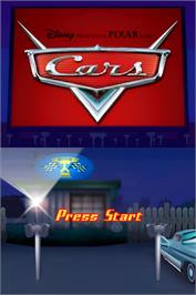 Title screen of Cars on the Nintendo DS.