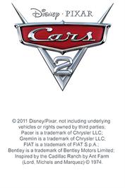 Title screen of Cars 2 on the Nintendo DS.