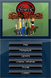 Title screen of Chaotic - Shadow Warriors on the Nintendo DS.