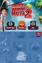 Title screen of Cloudy With A Chance Of Meatballs 2 on the Nintendo DS.