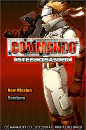 Title screen of Commando - Steel Disaster on the Nintendo DS.