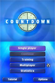 Title screen of Countdown - The Game on the Nintendo DS.