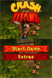 Title screen of Crash Of The Titans on the Nintendo DS.