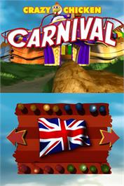 Title screen of Crazy Chicken Carnival on the Nintendo DS.