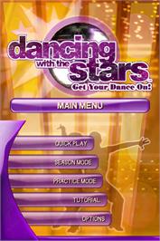 Title screen of Dancing With The Stars - We Dance! on the Nintendo DS.