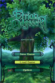 Title screen of Etrian Odyssey on the Nintendo DS.