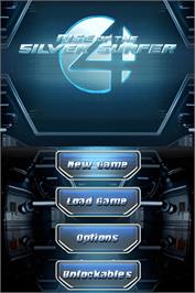 Title screen of Fantastic Four - Rise Of The Silver Surfer on the Nintendo DS.