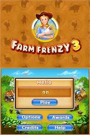 Title screen of Farm Frenzy 3 on the Nintendo DS.