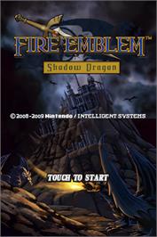 Title screen of Fire Emblem - Shadow Dragon on the Nintendo DS.