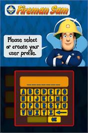 Title screen of Fireman Sam on the Nintendo DS.