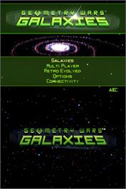 Title screen of Geometry Wars Galaxies on the Nintendo DS.