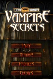 Title screen of Hidden Mysteries - Vampire Secrets on the Nintendo DS.