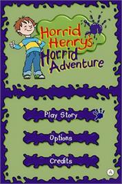 Title screen of Horrid Henry's Horrid Adventure on the Nintendo DS.