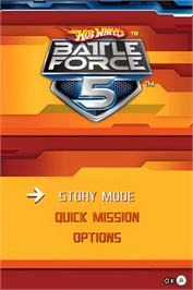 Title screen of Hot Wheels - Battle Force 5 on the Nintendo DS.