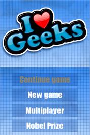 Title screen of I Heart Geeks ! on the Nintendo DS.