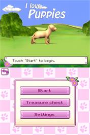 Title screen of I Love Puppies on the Nintendo DS.