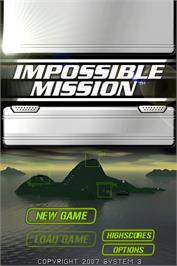 Title screen of Impossible Mission on the Nintendo DS.