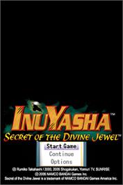 Title screen of Inuyasha - Secret Of The Divine Jewel on the Nintendo DS.