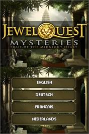 Title screen of Jewel Quest - Mysteries 2 on the Nintendo DS.