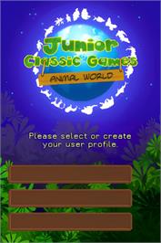 Title screen of Junior Classic Games on the Nintendo DS.