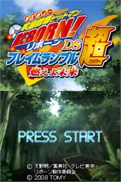 Title screen of Katekyoo Hitman Reborn! Ds - Flame Rumble Hyper - Moeyo Mirai on the Nintendo DS.