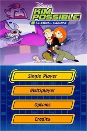Title screen of Kim Possible - Global Gemini on the Nintendo DS.