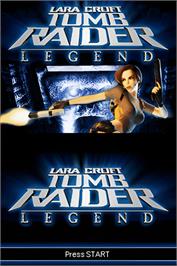 Title screen of Lara Croft Tomb Raider - Legend on the Nintendo DS.