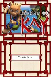 Title screen of Legend Of Kay on the Nintendo DS.