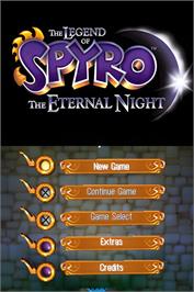 Title screen of Legend Of Spyro - The Eternal Night, The on the Nintendo DS.