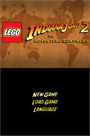 Title screen of Lego Indiana Jones 2 - L'aventure Continue on the Nintendo DS.