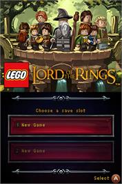 Title screen of Lego Le Seigneur Des Anneaux on the Nintendo DS.