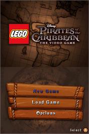 Title screen of Lego Pirates Des Caraïbes - Le Jeu Vidéo on the Nintendo DS.