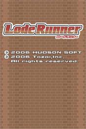 Title screen of Lode Runner on the Nintendo DS.