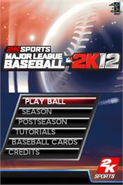 Title screen of Major League Baseball 2k12 on the Nintendo DS.