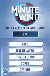 Title screen of Minute To Win It on the Nintendo DS.