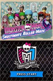 Title screen of Monster High - Skultimate Roller Maze on the Nintendo DS.
