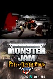 Title screen of Monster Jam - Path Of Destruction on the Nintendo DS.