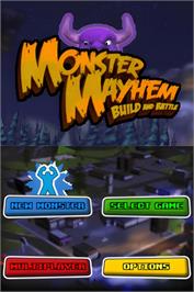 Title screen of Monster Mayhem - Build And Battle on the Nintendo DS.