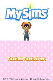 Title screen of Mysims on the Nintendo DS.