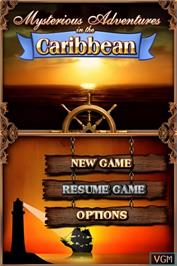 Title screen of Mysterious Adventures In The Caribbean on the Nintendo DS.