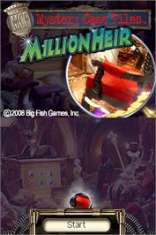 Title screen of Mystery Case Files - Millionheir on the Nintendo DS.